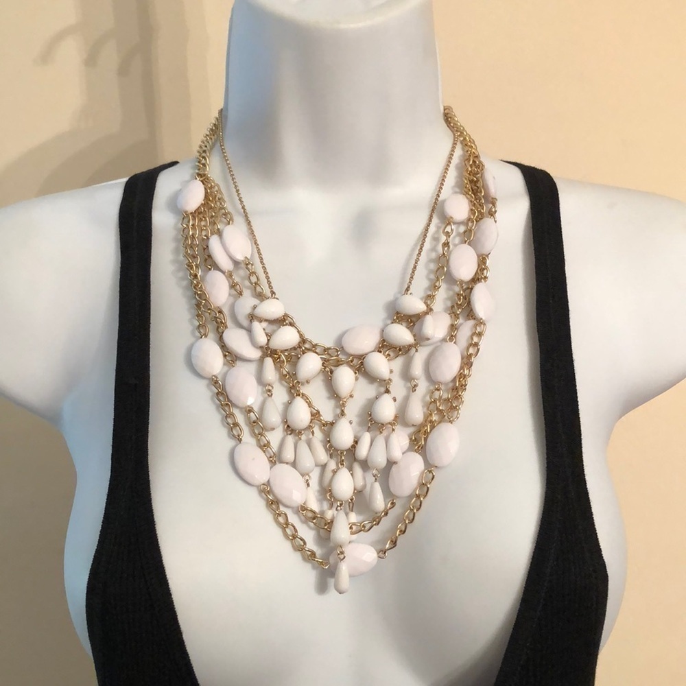 Curated bundle lot 2 gold and white bead necklaces